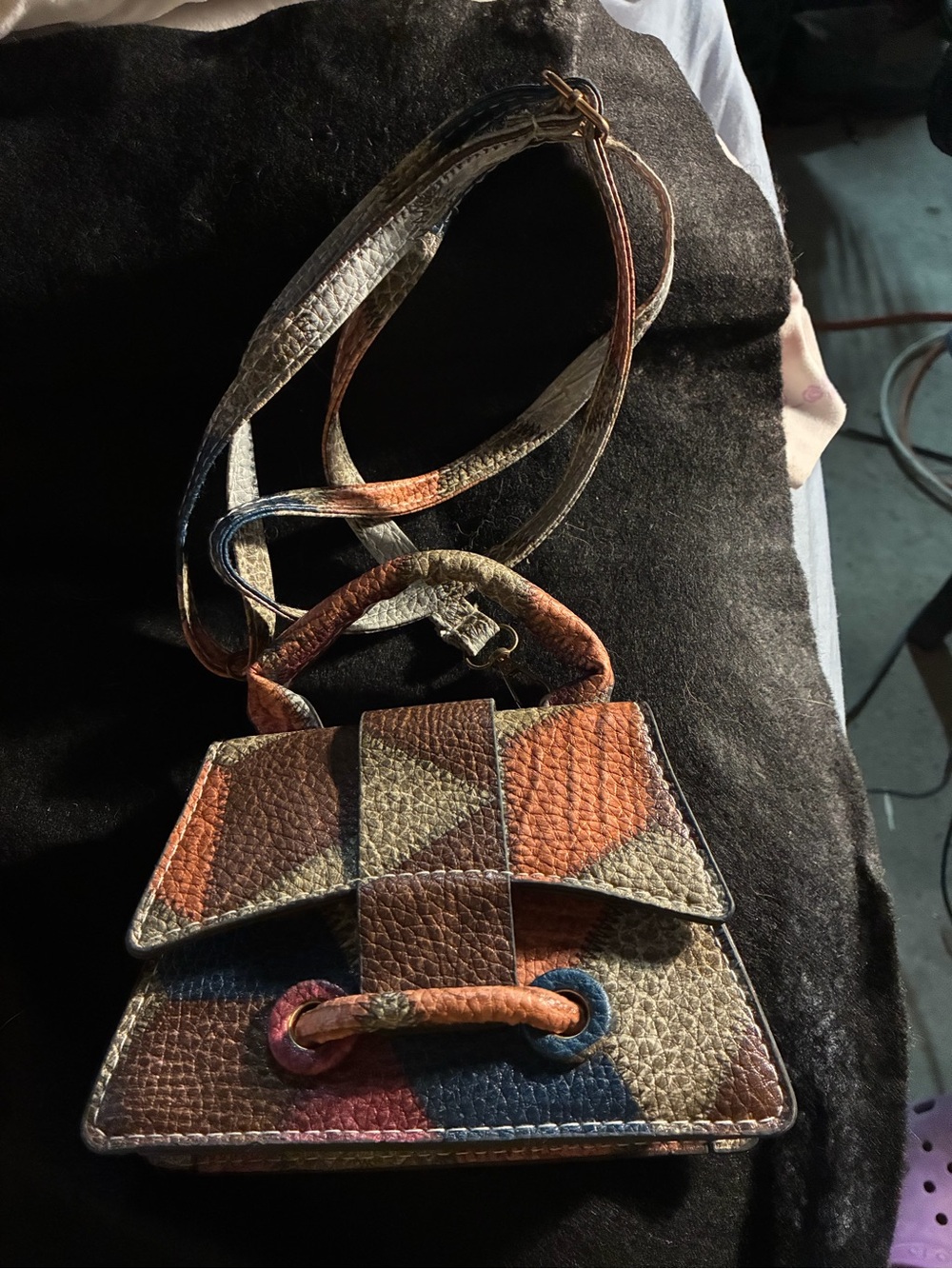 Multicolor Leather Patchwork Crossbody Bag
